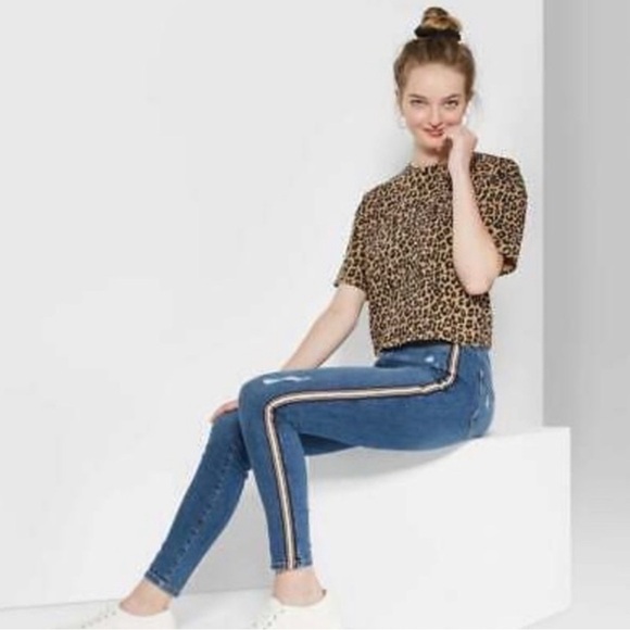 wild fable Denim - WILD FABLE High Rise Skinny Jeans with Side Tape Stripe Sz 8 / 29